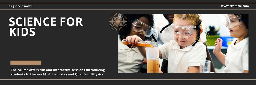 Kids science class email header template, editable text