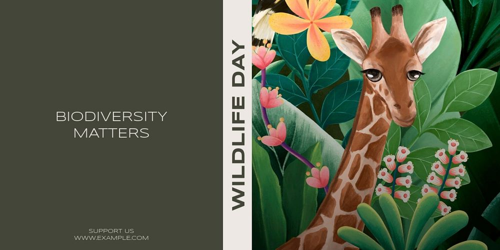 Wildlife day Twitter ad template, editable text