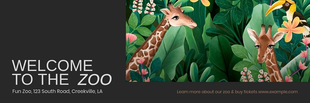 Zoo email header template, editable text