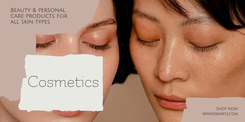 Cosmetics Twitter ad template, editable text