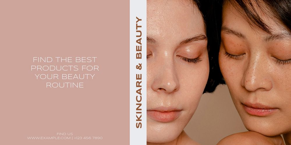 Skincare & beauty Twitter ad template, editable text