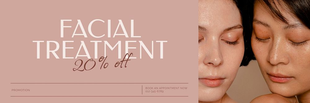 Facial treatment email header template, editable text