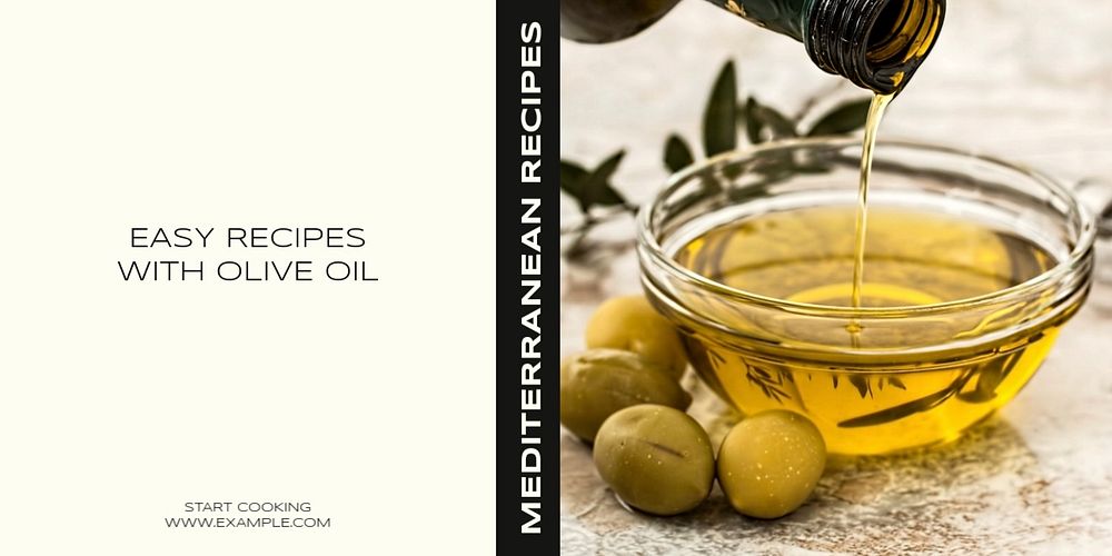 Mediterranean recipes Twitter ad template, editable text