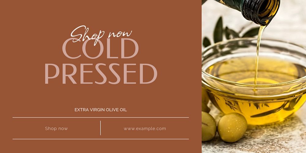 Olive oil Twitter ad template, editable text