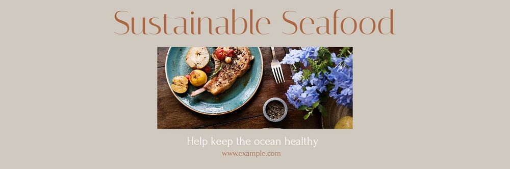 Sustainable seafood email header template, editable text