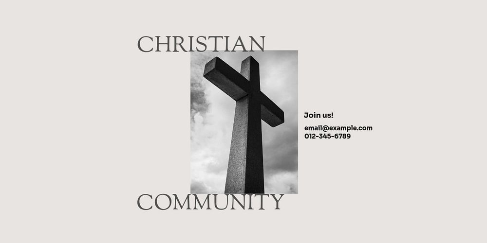 Christian community Twitter ad template, editable text