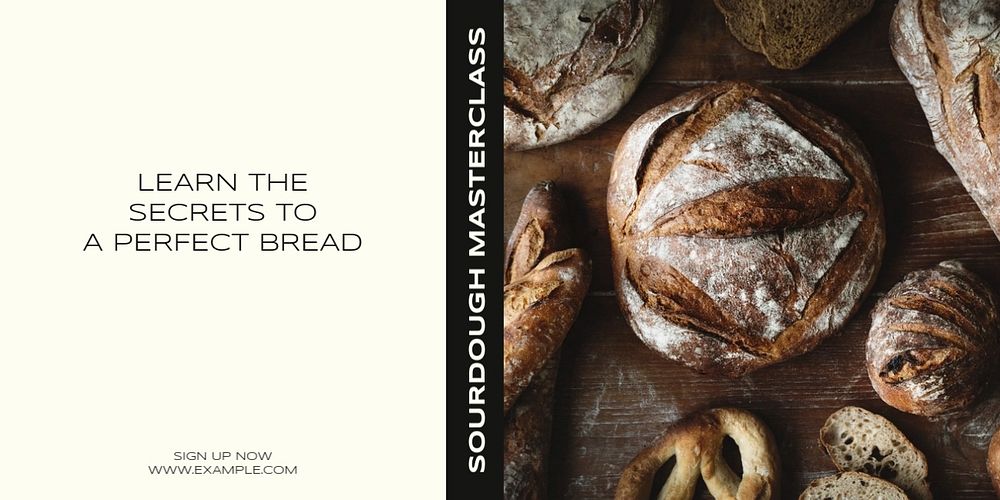 Sourdough masterclass Twitter ad template, editable text