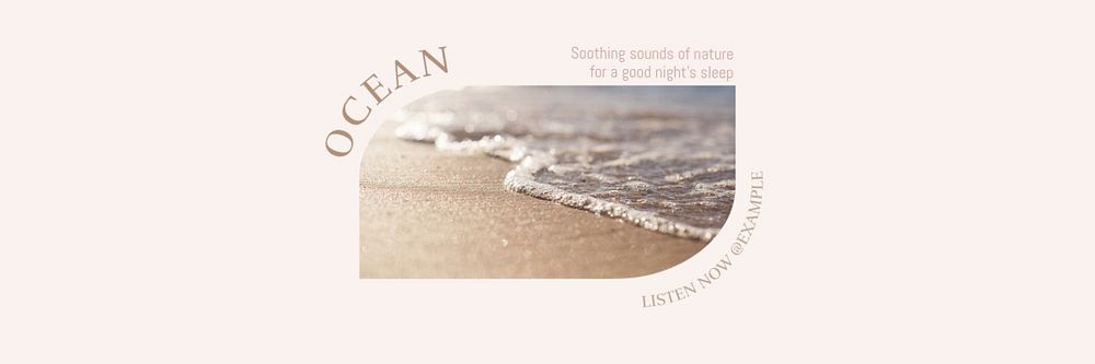 Ocean wave sounds email header template, editable text