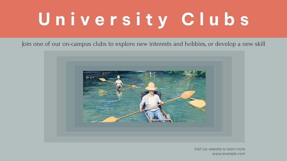 University clubs blog banner template, editable text