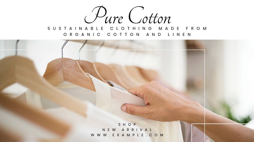 Cotton clothing blog banner template, editable text