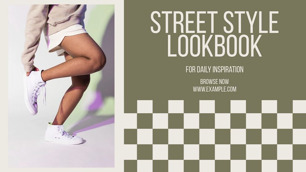 Street style lookbook blog banner template, editable text