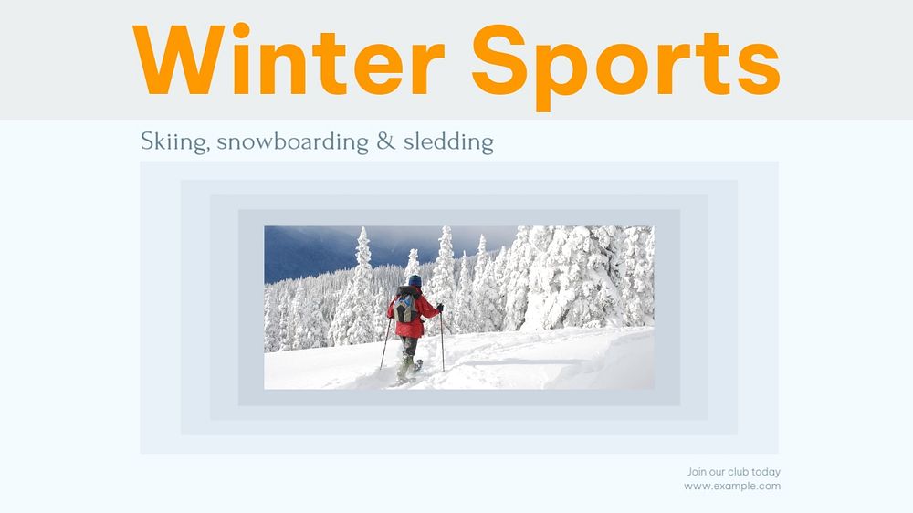 Winter sports blog banner template, editable text