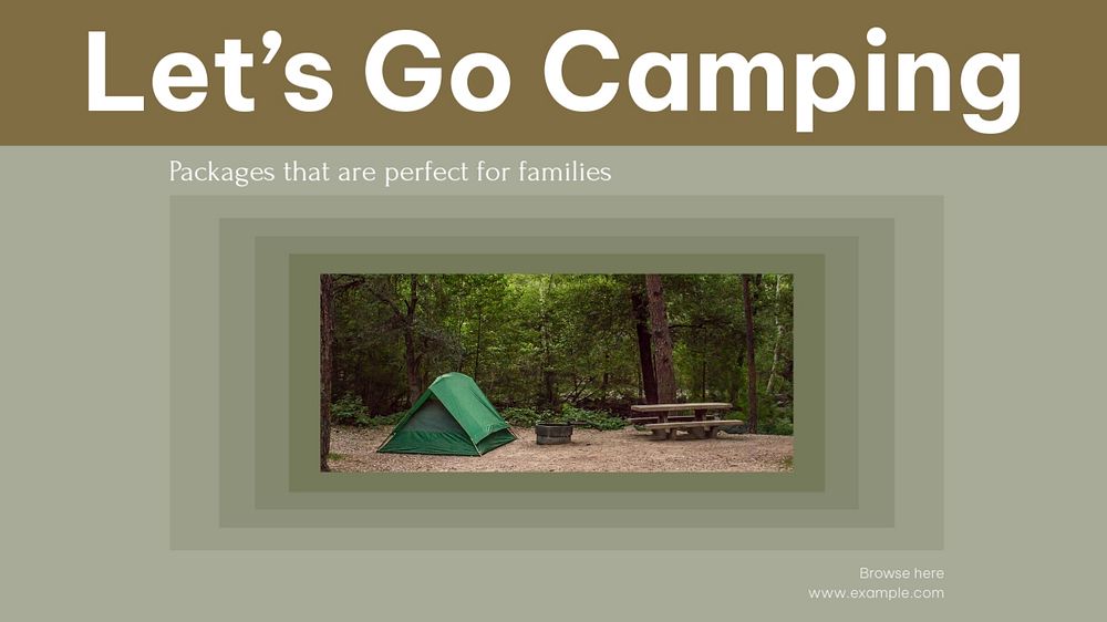 Camping blog banner template, editable text