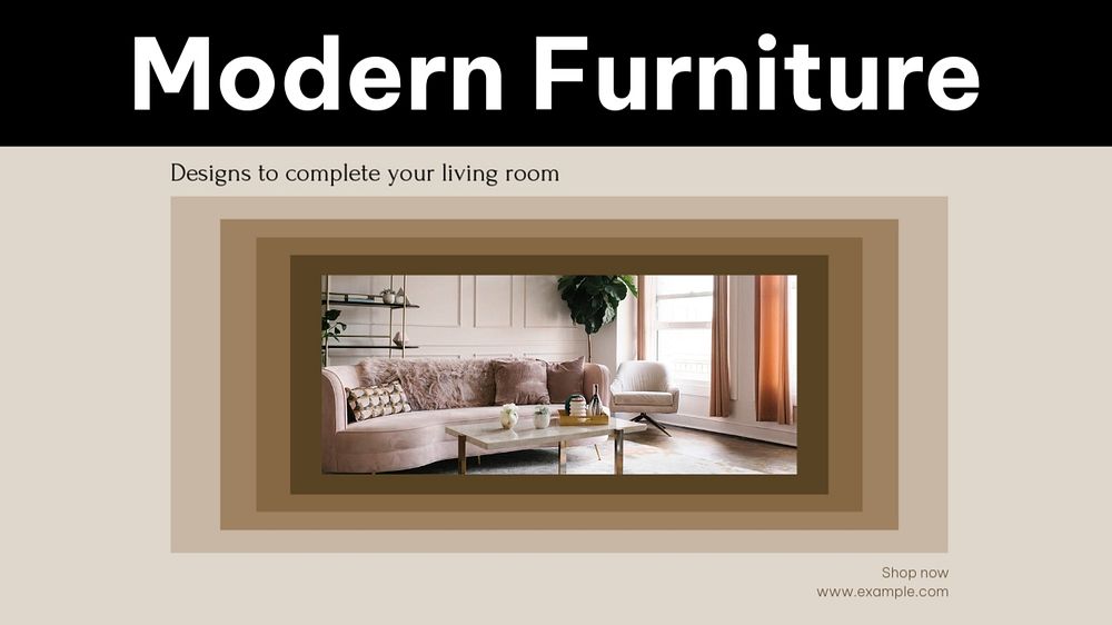 Modern furniture blog banner template, editable text