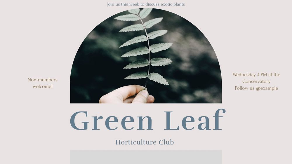 Green leaf club blog banner template, editable text