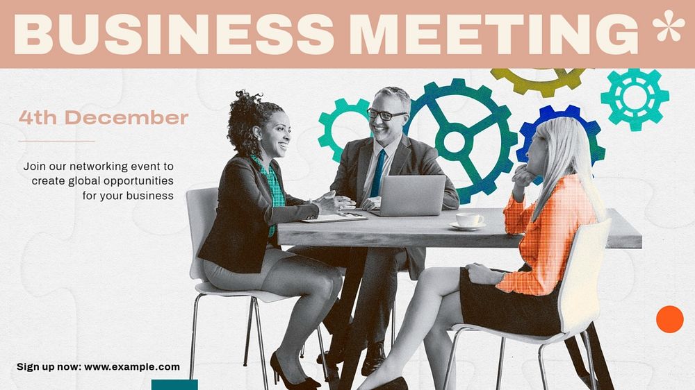 Business meeting blog banner template, editable text