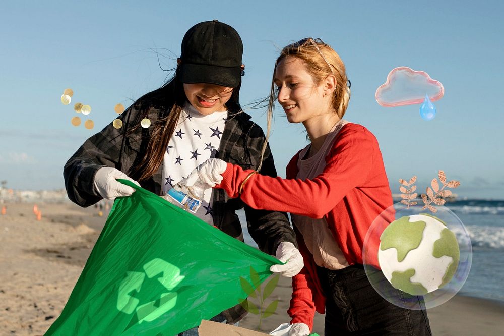 Beach cleanup remix, environmental awareness, editable design