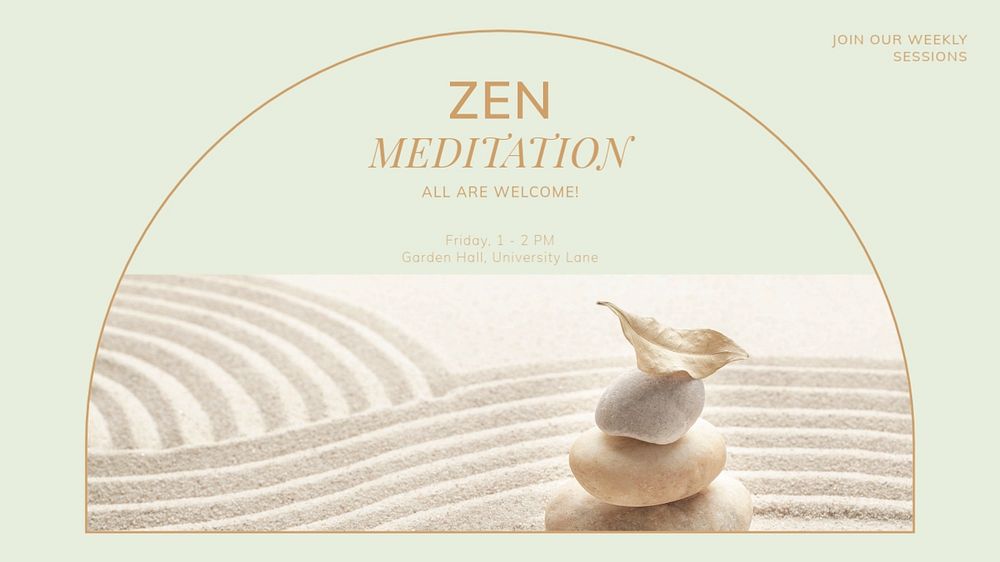 Zen meditation blog banner template, editable text