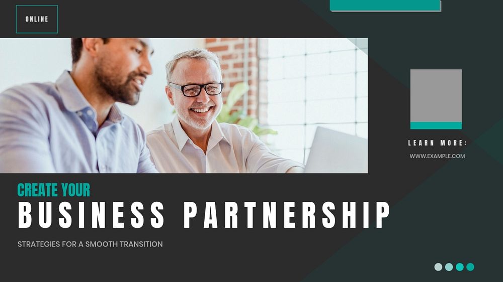 Business partnership blog banner template, editable text