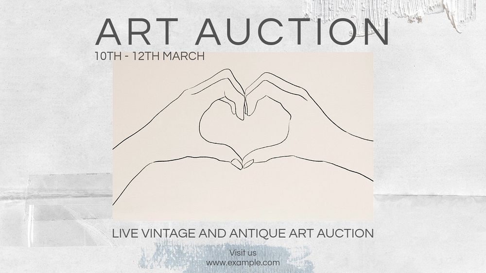 Art auction blog banner template, editable text