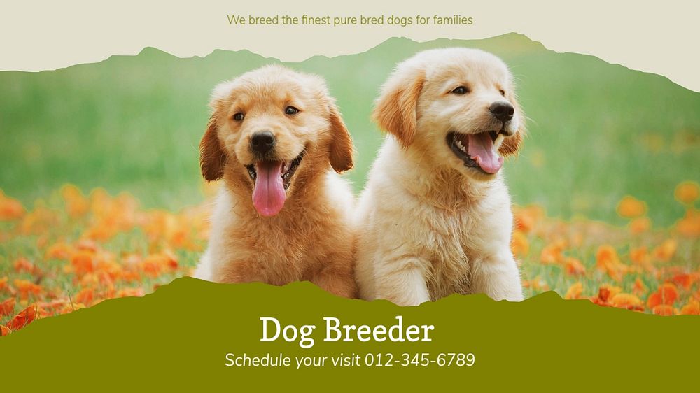 Dog breeder blog banner template, editable text