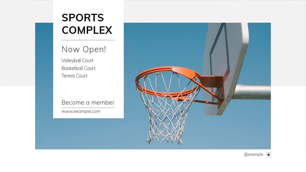 Sports complex blog banner template, editable text