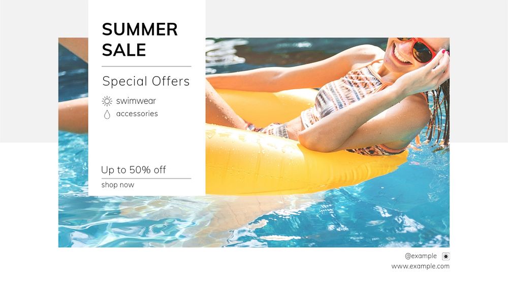 Summer sale blog banner template, editable text