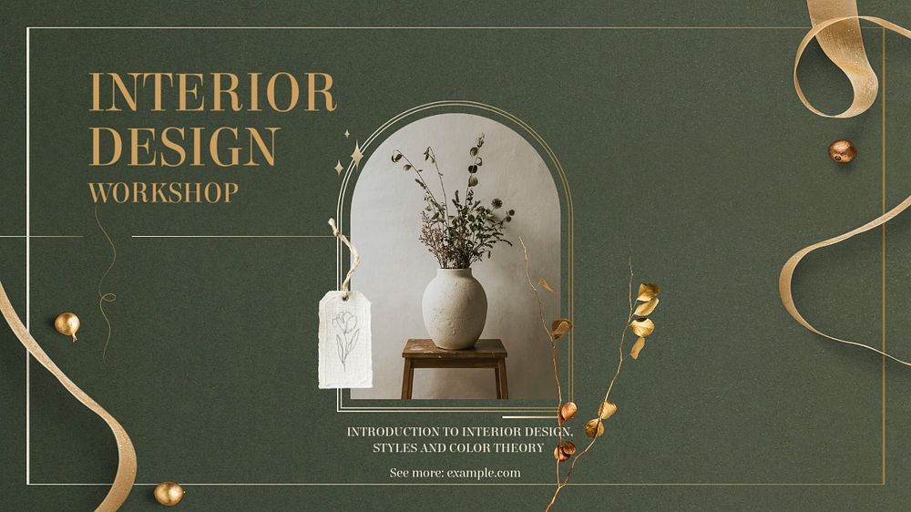 Interior design workshop blog banner template, editable text