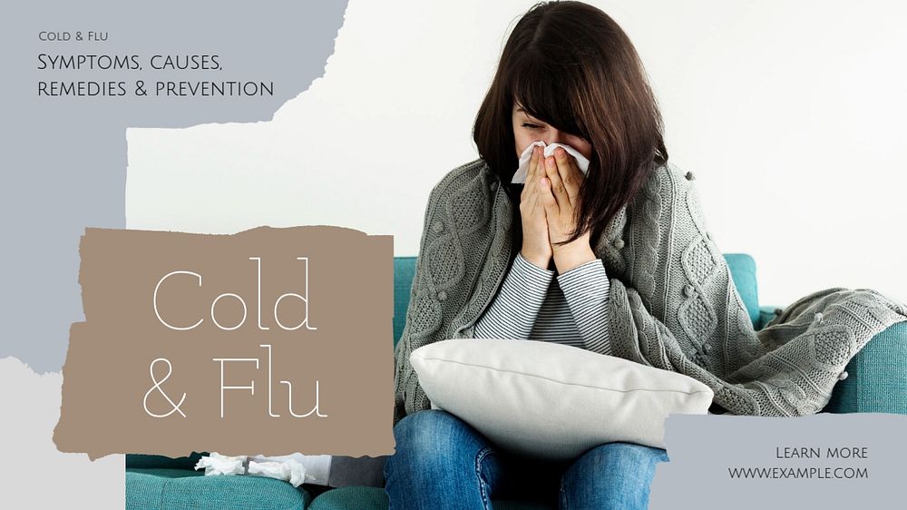 Cold and flu blog banner template, editable text