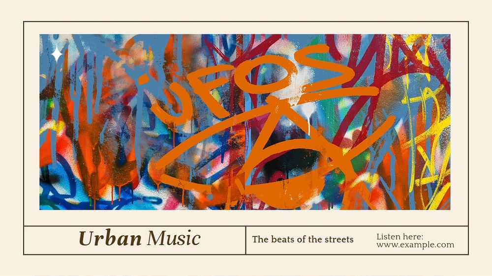 Urban music blog banner template, editable text