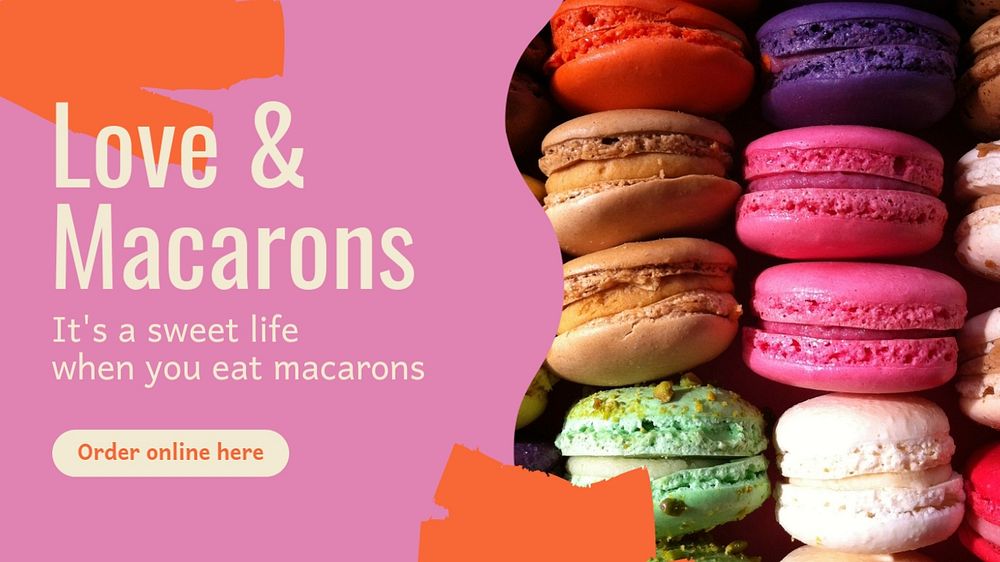 Macarons blog banner template, editable text