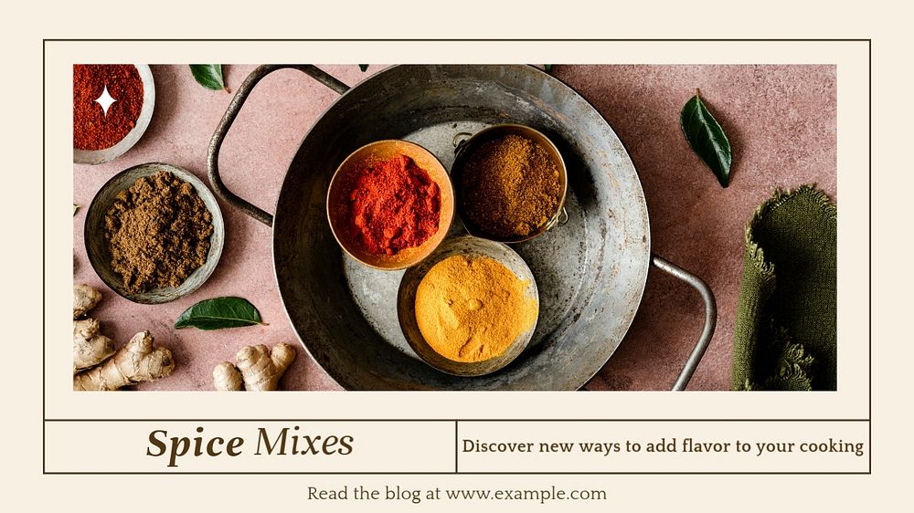 Spice mixes blog banner template, editable text