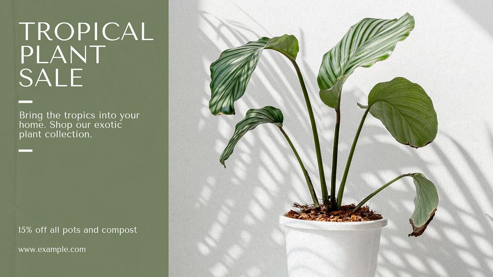 Tropical plant sale blog banner template, editable text