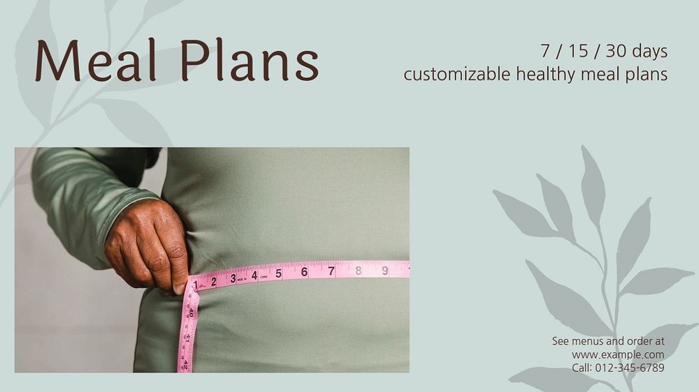 Meal plan blog banner template, editable text