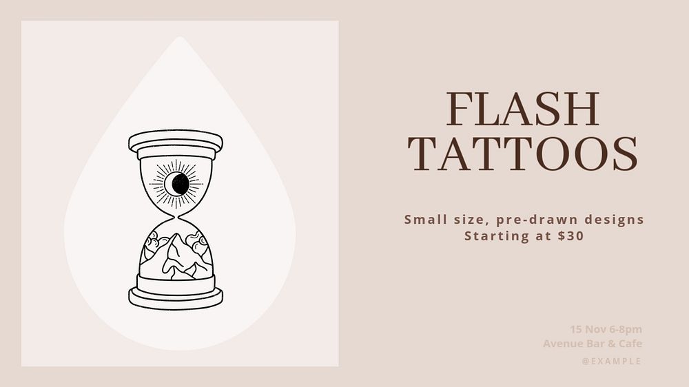 Flash tattoos blog banner template, editable text