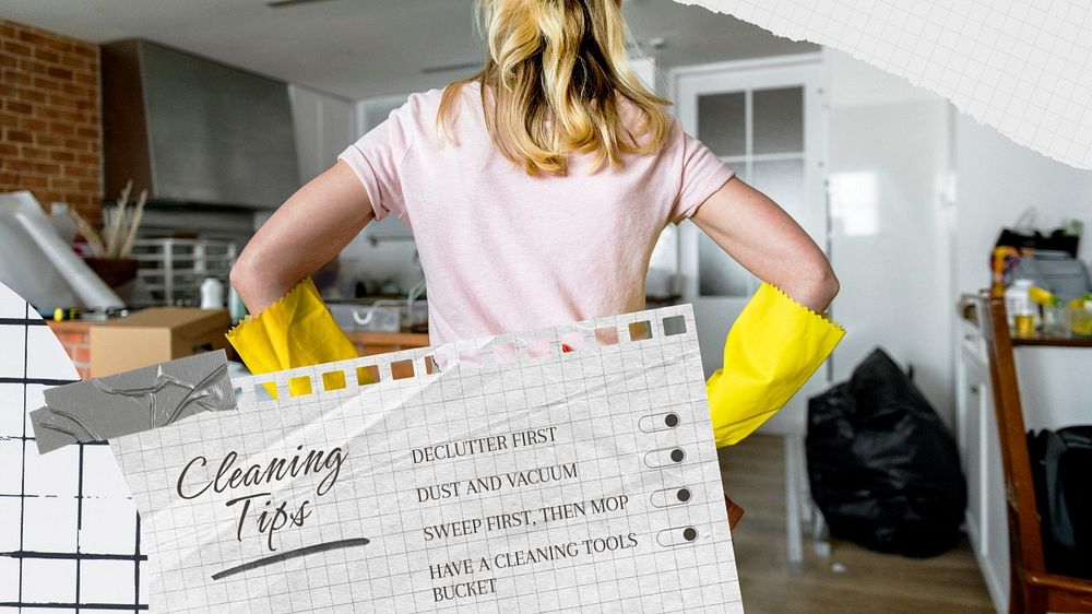 Cleaning tips blog banner template, editable text