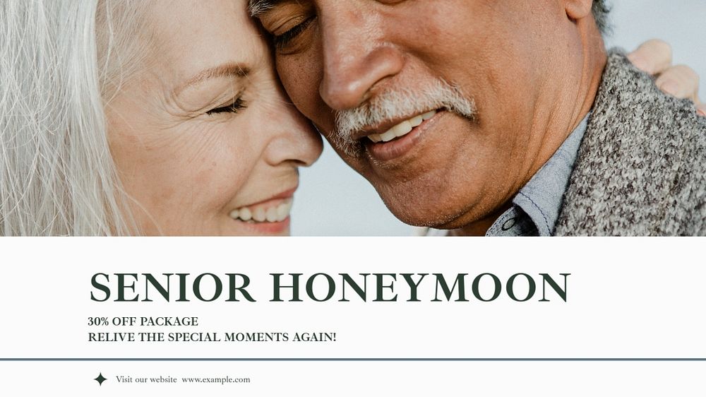 Senior honeymoon blog banner template, editable text