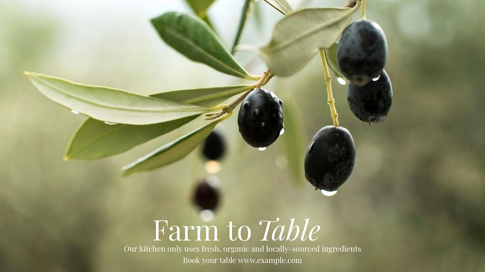 Farm to table blog banner template, editable text