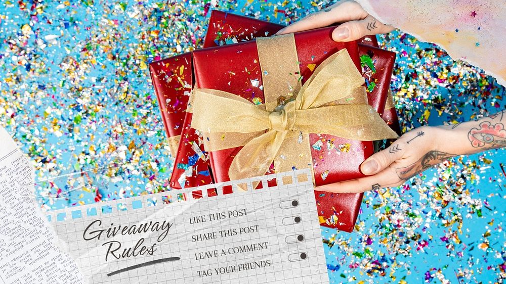 Giveaway rules blog banner template, editable text