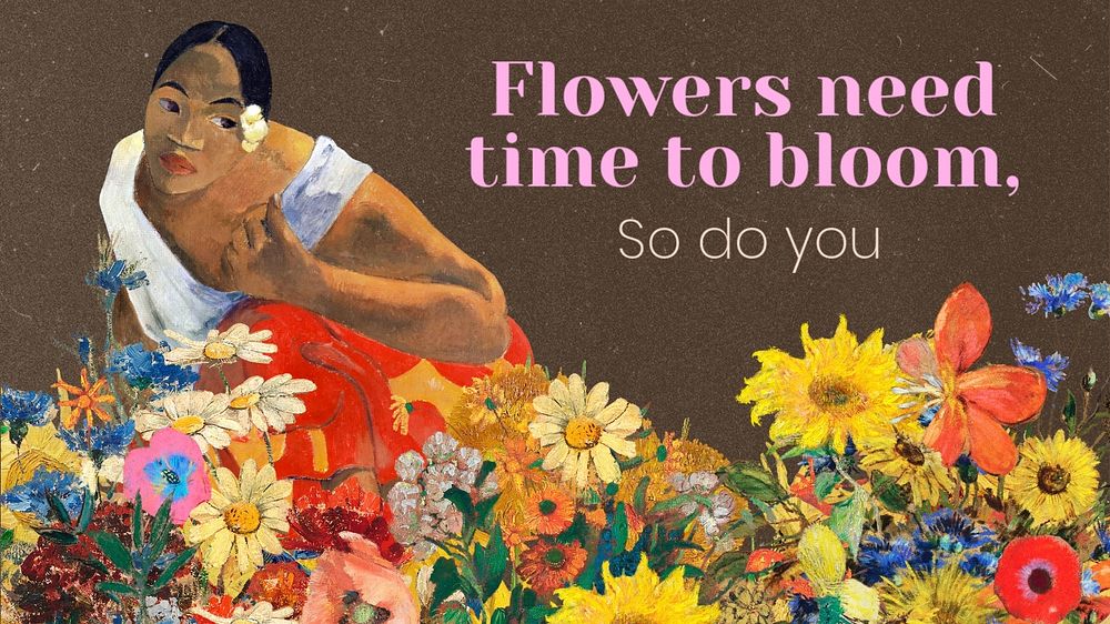 Vintage flower blog banner template, Paul Gauguin’s famous artworks, remixed by rawpixel.