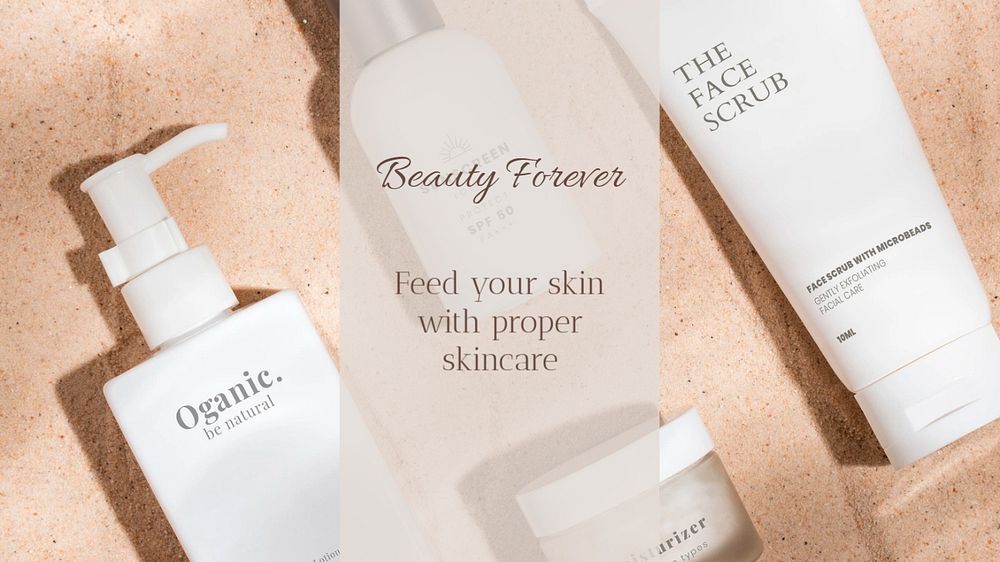 Skincare Facebook cover template, customizable for small business 