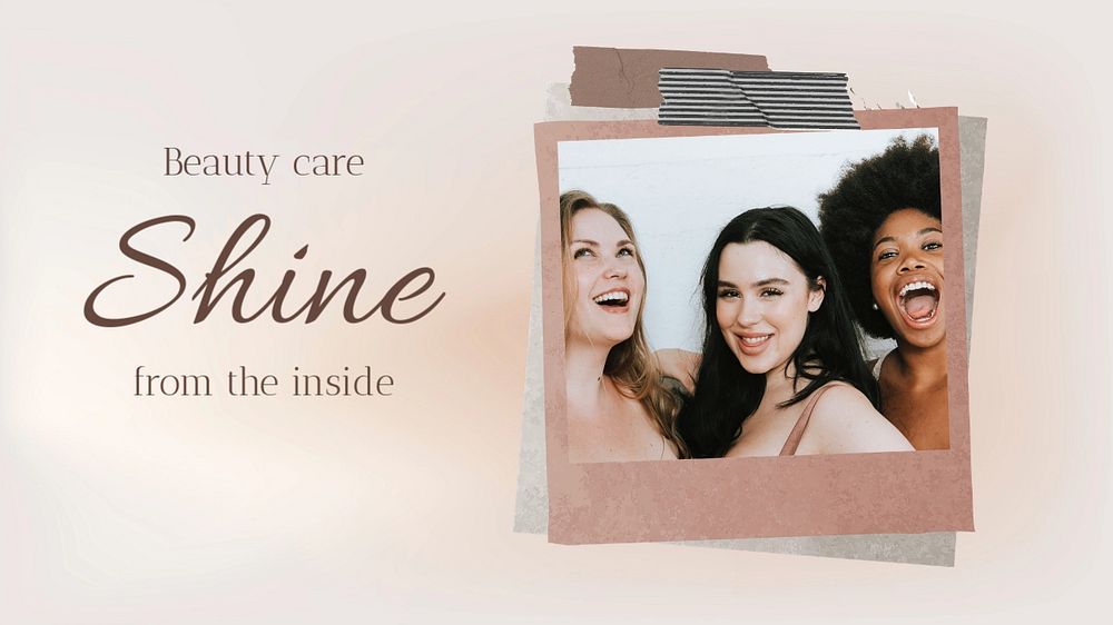 Beauty Facebook cover template, self care, pastel beige design 