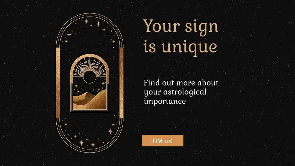 Zodiac sign Facebook cover template, editable black and gold design 