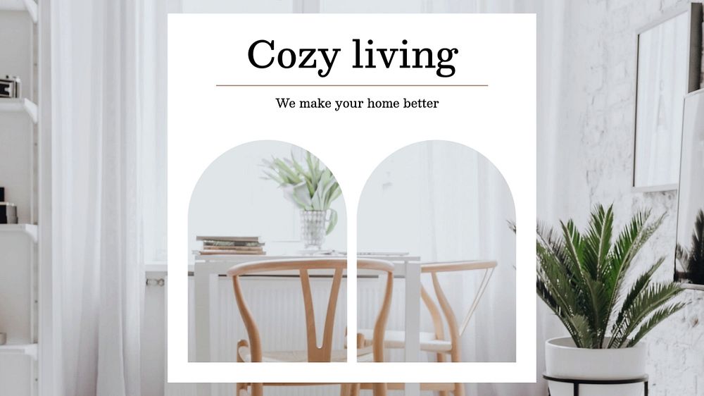 Cozy living blog banner template, interior design