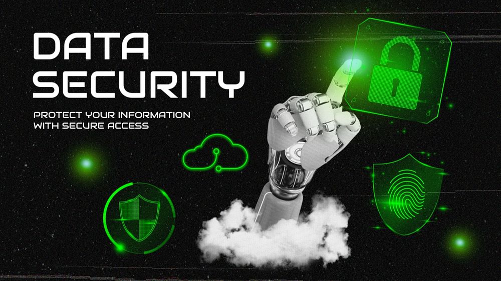 Data security Facebook cover template, retro future design