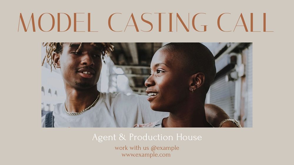 Model casting call  blog banner template, editable text