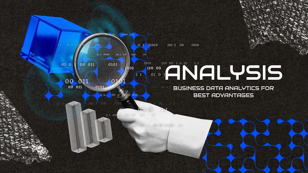 Data analysis Facebook cover template, retro future design