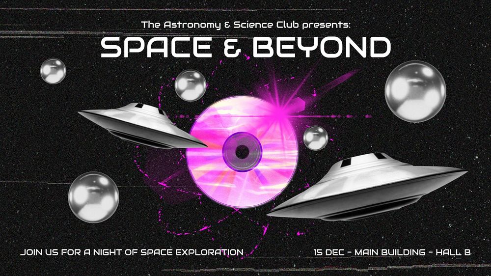 Science club Facebook cover template, retro future design