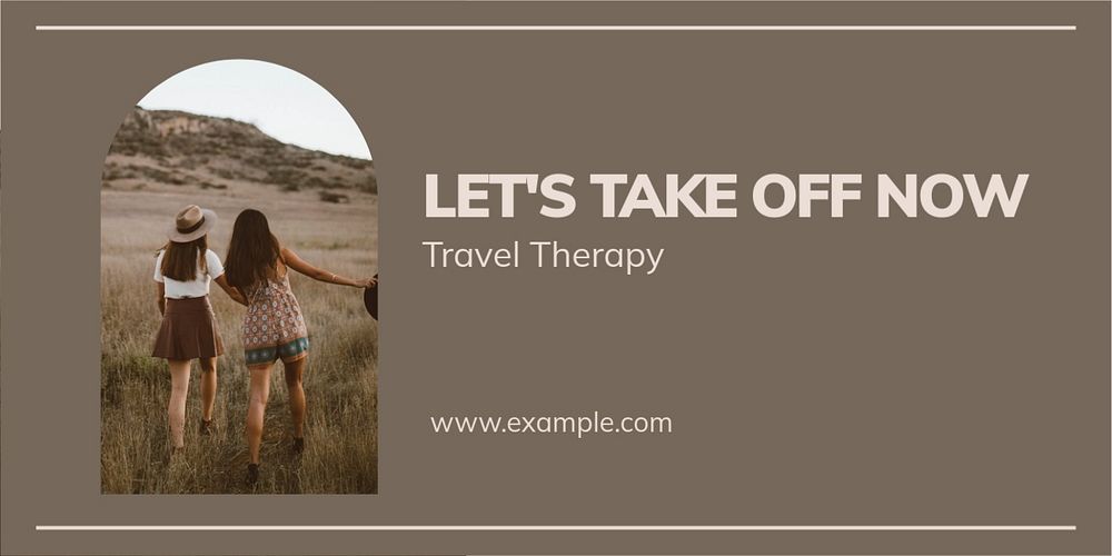 Travel therapy  Twitter ad template, editable text