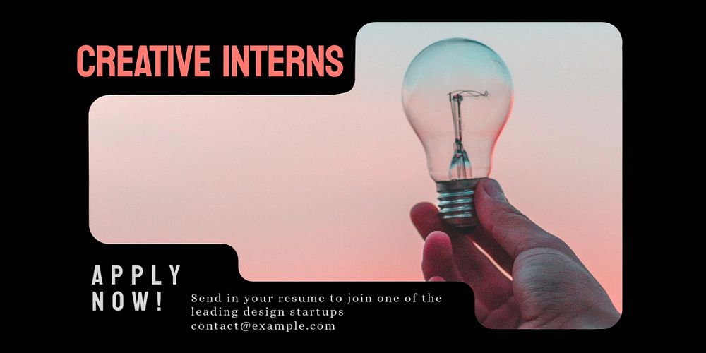 Creative interns recruitment  Twitter ad template, editable text